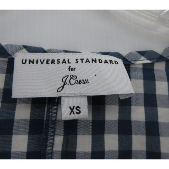 J crew Top XS Universal Standard Blouse Poplin Gingham Plaid Preppy * - Picture 9 of 11
